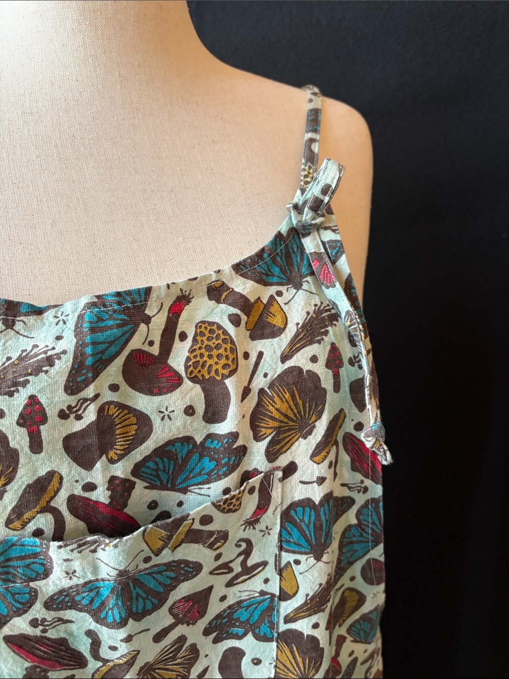 Butterfly Print Linen-Blend Wide Leg Jumpsuit - Multicolor - Picture 5 of 11